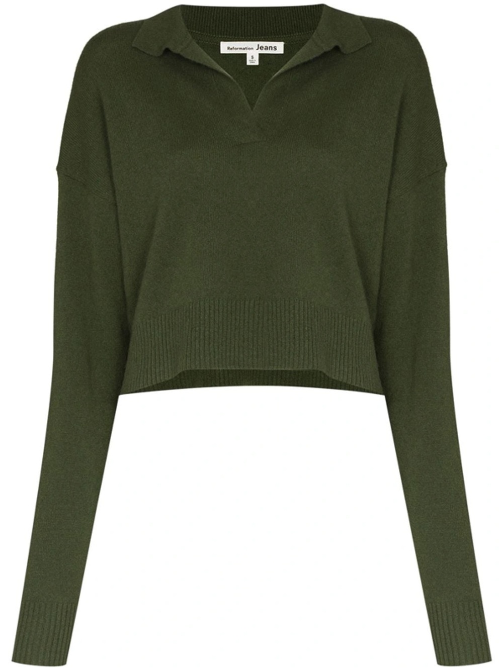 Reformation Cashmere Polo Sweater Green - Picture 2 of 7